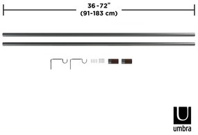 Stalowy regulowany karnisz 91 - 183 cm Blok – Umbra