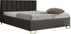 Łóżko tapicerowane MALIBU, wezgłowie, obicie VELUTTO, pojemnik na pościel, podnośnik gazowy, wysokość spania 39 cm, 120x200 cm, Jasno Brązowy