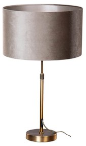 Lampa stołowa brązowa z abażurem z weluru taupe 35cm - Parte
