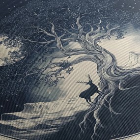 Obraz – Magiczne drzewo z jeleniem I. (z zegarem) (90x30 cm)