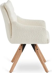 Zestaw Stół Rozkładany Ceramiczny LIZBONA 160-200 cm Dąb i 4 Krzesła WILLA Kremowe