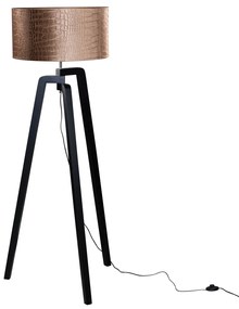 Lampa podłogowa czarna z aksamitnym abażurem wzór krokodyla 50cm - Puros klasyczny/Antyczny Oswietlenie wewnetrzne