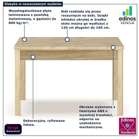 Prostokątny stół rozkładany ryflowany dąb artisan Z5-L01