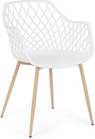 Zestaw 4 białych krzeseł z polipropylenu z metalowymi nogami - OPTIK