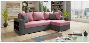 Sofa narożna KONGO, uniwersalny mebel z funkcją spania i praktyczną półką