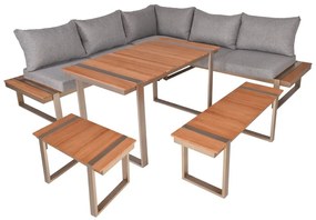 Beżowy metalowy zestaw mebli ogrodowych dla 6 osób Aurea – Garden Pleasure
