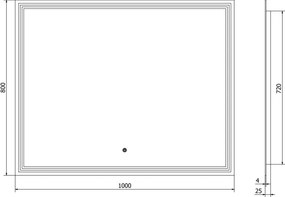 Mexen Taco lustro łazienkowe podświetlane 100 x 80 cm, LED 6000K, antypara - 9805-100-080-611-00