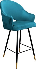 Hoker Velvet krzesło barowe tkanina Welur podstawa metalowa : Kolor nogi - Czarno-złota stożek, Kolor tkaniny - VELVET - MG20, Typ siedziska - Siedzisko stałe
