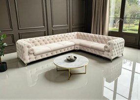 Tapicerowany narożnik z funkcją spania Chesterfield Moet z wałkiem