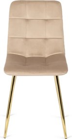 Krzesło Tapicerowane do Salonu YORK Kremowe Welurowe Glamour