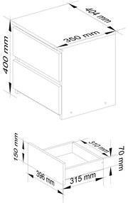 Minimalistyczna szafka nocna biały + grafit - Atika 3X