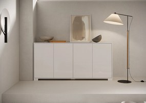 Komoda 4-drzwiowa Lumina 172x40x83 cm, biały połysk