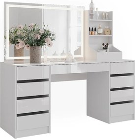 Stół toaletowy biały/biały wysoki połysk 158.2x50.1x76 sherry