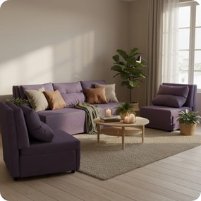 Zestaw KIMO funkcja spania sofa fotele Family Meble granat Twisster sztruks