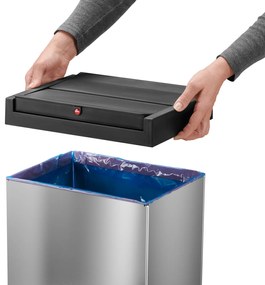 Samozamykający śmietnik na odpady Big-Box L, 35 l, zbiorczy, nierdzewny polerowany
