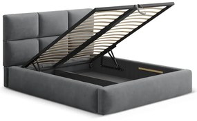 Szare tapicerowane łóżko dwuosobowe ze schowkiem ze stelażem 160x200 cm Libera – Windsor &amp; Co Sofas