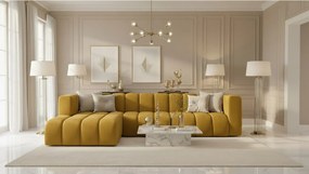 Narożnik w kształcie L GRAND 318 cm, tkanina Salvador, Żółty, Lewy