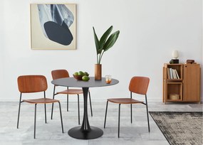 Stół na jednej nodze z marmurowym blatem Skinny Premium Stone Black 90