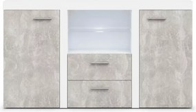 Pojemna komoda Rumb II Beton Jasny + Białe w industrialnym stylu