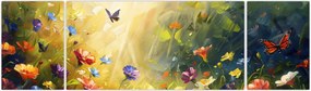 Obraz - Wiosenna łąka kwiatowa, malarstwo (170x50 cm)