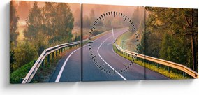 Obraz - Podróż o wschodzie słońca (z zegarem) (90x30 cm)