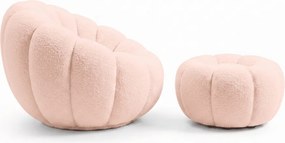 Fotel designerski BLOOM z podnóżkiem, jasnoróżowy