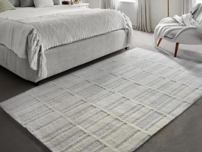 Dywan z wypukłym wzorem ręcznie tkany 100% wełny nowozelandzkiej - 160 x 230 cm - 2000g/m2 - Kość słoniowa - DALILA