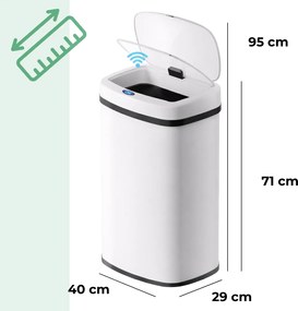 Kosz na śmieci DEUS z czujnikiem, 58 litrów, biała Jurhan