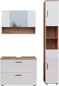 Zestaw mebli łazienkowych biały wysoki połysk/złoty dąb power 80x41x58.6 irma