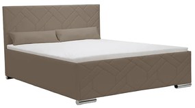 Łóżko tapicerowane z pojemnikiem i materacem TRE 120x200 cm Brązowy