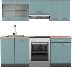 Aneks kuchenny niebiesko-szary/antracytowy 200x60x81.6 r-line