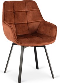 Krzesło Tapicerowane Obrotowe do Salonu LUNA Rude Welurowe Nowoczesne Loft