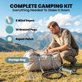 Outsunny Nadmuchiwany Namiot 5-8 Osób Szybki Montaż Wodoodporny 8000 mm Odporność na Wiatr z Pompką Ognioodporne Dachowe Okno | Aosom PL