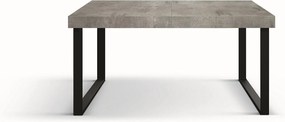 Drewniany stół, szary beton, antracytowa podstawa, długość 140×90-220×90cm - CINQUALE