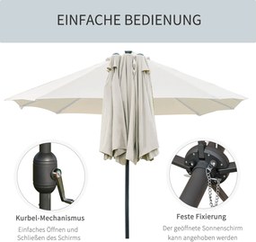 Outsunny Podwójny Parasol Ogrodowy Targowy Owalny Kremowy Biały z Korbą Ręczną 440x260cm | Aosom PL