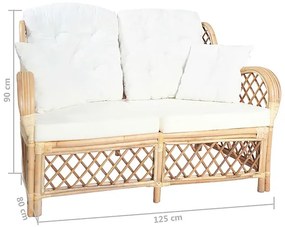 2-osobowa sofa rattanowa z lnianą tapicerką G5-D03