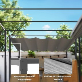 Outsunny Pergola ogrodowa 3 x 3 m z chowanym dachem, pawilon, baldachim zapewniający cień, UPF30+, Grau | Aosom PL