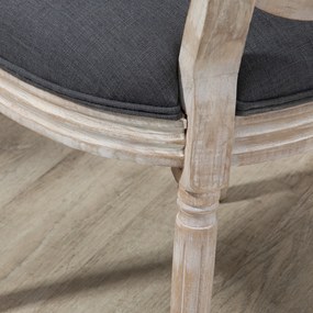 HOMCOM Krzesła Kuchenne 2 szt Tapicerowane Vintage Rattan Szare Wygodne | Aosom PL