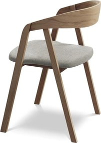 Jasnoszary fotel jadalniany z litego drewna Erika – Makamii