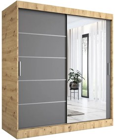 Szafa przesuwna 180 cm dąb artisan + antracyt Z0-D13