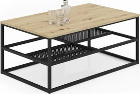 Industrialny stolik kawowy dąb artisan + czarny D9-L06
