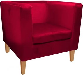 Fotel Monaco tkanina Welur : Kolor nogi - Drewno, Kolor tkaniny - VELVET - MG31, Wysokość nogi - 15 cm