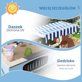 AIYAPLAY Piaskownica z daszkiem, design sklepu spożywczego, ławeczka, tablica do rysowania, drewno świerkowe, 104W x 108D x 90S cm, Niebieska