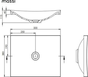 Umywalka wpuszczana w blat biała błyszcząca z konglomeratu bez otworu na baterię OTSE | Różne rozmiary : Rozmiar - 50 x 38 cm