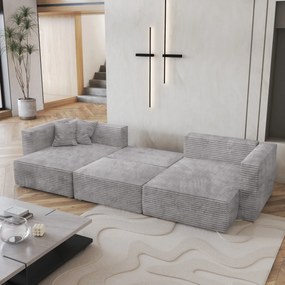 Masseno Narożnik SARMO z funkcją spania i pojemnikiem na pościel Narozniki U, Rozkładana sofa - Jasnoszary, TILIA 86