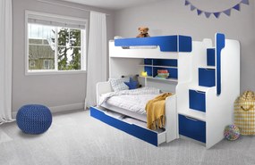 Łóżko wielofunkcyjne CISA 200x120 białe/niebieskie MEBLOBED
