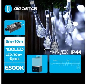 Aigostar - Zewnętrzny łańcuch dekoracyjny LED 100xLED/8 funkcje 13m IP44 zimny biały