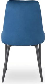 Zestaw Stół Okrągły Rozkładany HARRY 102-142 cm Dąb Artisan/Czarny i 4 Krzesła Tapicerowane BARI Granatowe