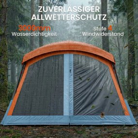 Outsunny Namiot tunelowy 4-osobowy namiot rodzinny z sypialnią i salonem okna dachowe folia podłogowa wysokość 3000 mm słupa wody | Aosom PL