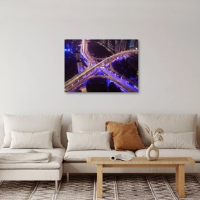 Obraz dużego skrzyżowania w nocy (70x50 cm)